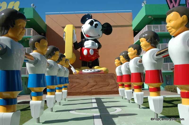 Foosball Players and Mickey Phone